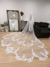HILTON - Scalloped Lace Wedding Cathedral Veil, Royal Cathedral Length Wedding Veil,  Lace Veil, Cathedral lace Veil