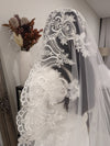 TRICIA Mantilla Lace Veil - Stunning 1 Tier Cathedral Length for Wedding Day, Lace Wedding Veil