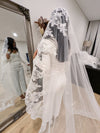 TRICIA Mantilla Lace Veil - Stunning 1 Tier Cathedral Length for Wedding Day, Lace Wedding Veil
