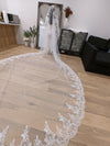 TRICIA Mantilla Lace Veil - Stunning 1 Tier Cathedral Length for Wedding Day, Lace Wedding Veil