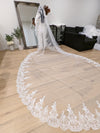 TRICIA Mantilla Lace Veil - Stunning 1 Tier Cathedral Length for Wedding Day, Lace Wedding Veil
