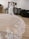 TRICIA Mantilla Lace Veil - Stunning 1 Tier Cathedral Length for Wedding Day, Lace Wedding Veil