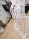 TRICIA Mantilla Lace Veil - Stunning 1 Tier Cathedral Length for Wedding Day, Lace Wedding Veil