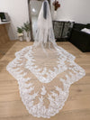 Scalloped cathedral veil, Royal Cathedral Length scalloped Wedding Veil, Sequined Lace Veil, 5 meter Ivory Veil, Cathedral lace Veil -Petula