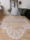 PARIS - Scalloped Lace Wedding Cathedral Veil, Royal Cathedral Length Wedding Veil, Leafy Lace Veil with Clear sequins, Sequined Lace Veil, Cathedral lace Veil