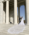 Rebecca | Two-Tier Cathedral Lace Wedding Veil – Elegant Sheer Tulle Bridal Veil