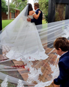 Rebecca | Two-Tier Cathedral Lace Wedding Veil – Elegant Sheer Tulle Bridal Veil