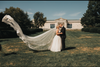 MARIAN -Mantilla Wedding Cathedral Veil, Lace Wedding Veil, 5 meter Royal Cathedral Length Wedding Veil, 7 meter Single Tier Floral Lace Veil, 10 meter Ivory Veil, Luxury 10m Cathedral lace Veil