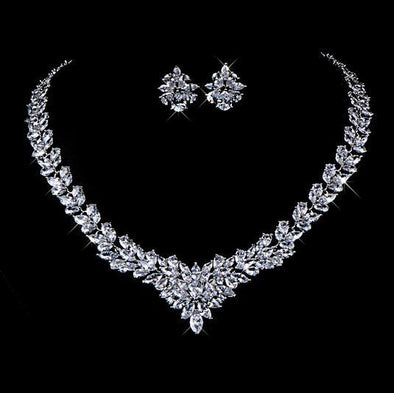 Cubic Zirconium jewelry Set, Bridal Wedding Jewelry set, Bridal necklace set