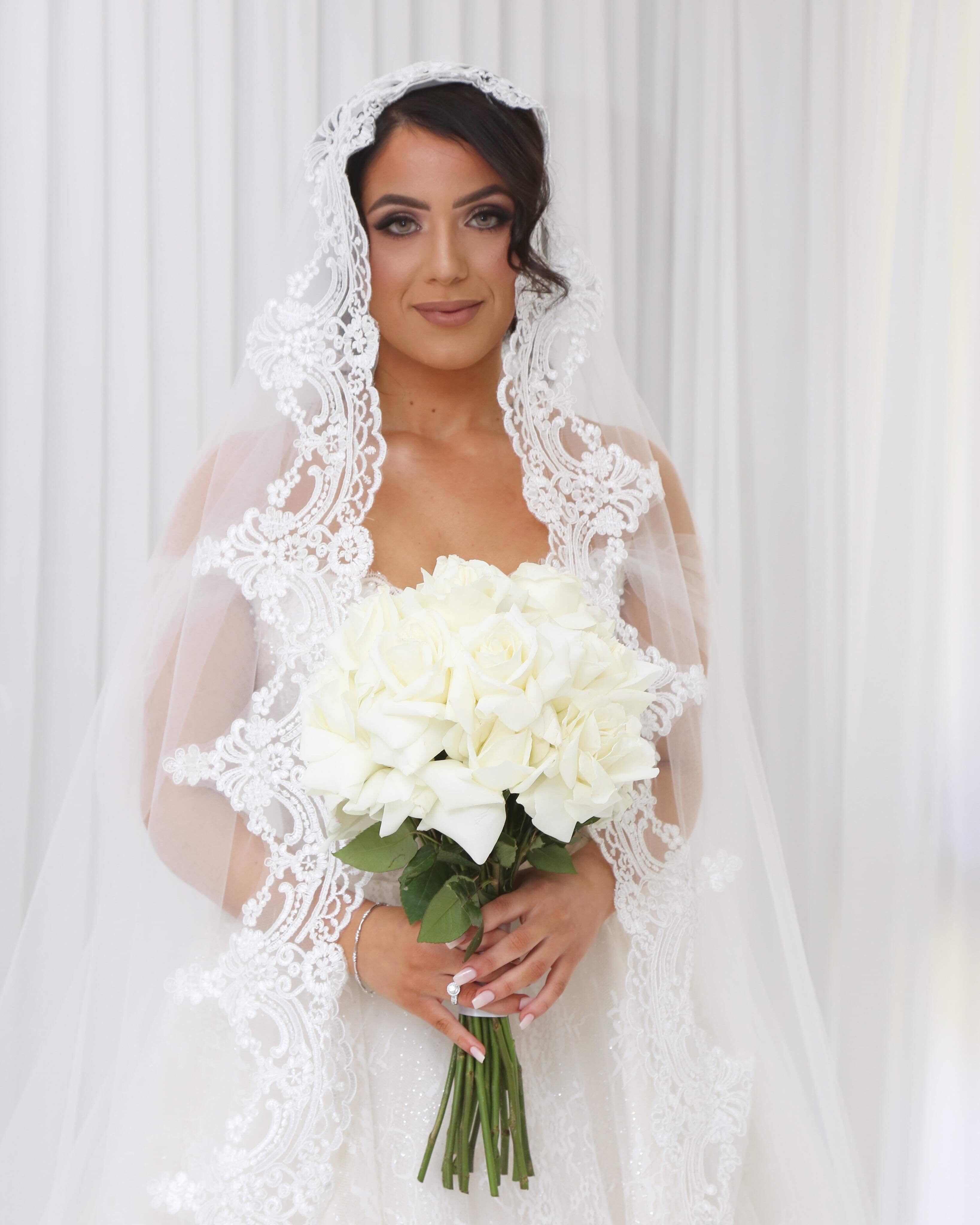 Spanish Veil Mantilla Wedding Veil Cathedral Bride Veil Wide Lace Veil Flower Veil TSDZ026