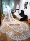 Scalloped cathedral veil, Royal Cathedral Length scalloped Wedding Veil, Sequined Lace Veil, 5 meter Ivory Veil, Cathedral lace Veil -Petula